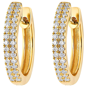 Freshness semi-paved hoop earrings - Celeste - yellow gold 18 carats and diamonds