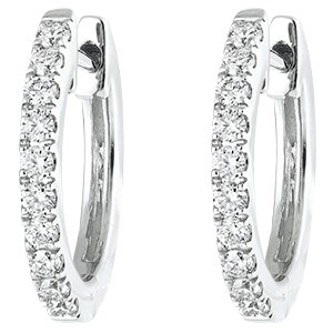 Freshness semi-paved hoop earrings - Eva - white gold 18 carats and diamonds