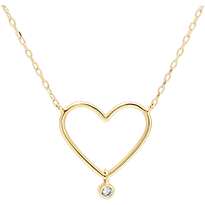 Halskette Frische - Herz mit Diamant- 9 Karat Gelbgold und Diamant