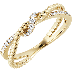 Fraîcheur Ring - Goldene Schleife - 18 Karat Gelbgold mit Diamanten