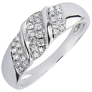 Anello Abbondanza - Nastro - oro bianco 18 carati e diamanti