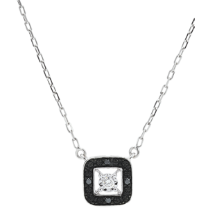 Collana Chiaroscuro - Oro bianco - 9 carati - Diamanti neri e diamante bianco