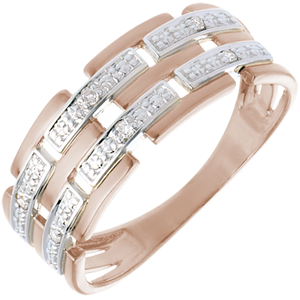Anillo Diamante - oro blanco y oro rosa 18 quilates y diamante 