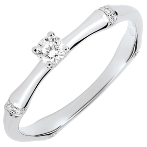 Anello di fidanzamento Giungla Sacra - diamante 0.09 carati - oro bianco 9 carati