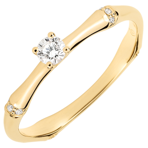 Anello di fidanzamento Giungla Sacra - diamante 0.09 carati - oro giallo 18 carati