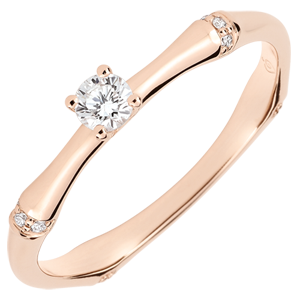 Anello di fidanzamento Giungla Sacra - diamante 0.09 carati - oro rosa 9 carati
