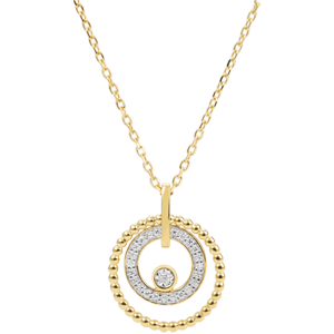 Gouden halsketting en Diamanten - Fleur de Sel - Cirkel - 18 karaat geelgoud