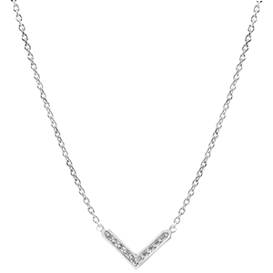 Halsketting Overvloed - Eve - 9 karaat witgoud met diamanten