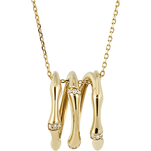 Halskette Heiliger Urwald, 3-reihig, mehrere Diamanten - Gelbgold, 9 Karat