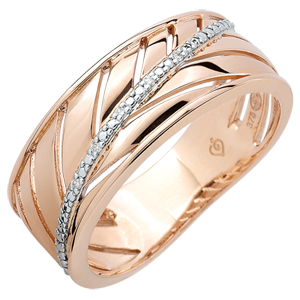 Ring Palme - 375er Roségold und Diamanten