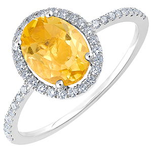 Inel Eternel Edelweiss - Anaé - aur alb de 9 carate - Citrin și diamante