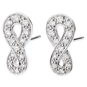 Boucles d'oreilles Infini - or blanc 9 carats et diamants
