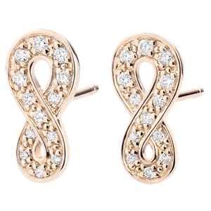 Earrings Infinity - rose gold and diamonds -18 carats
