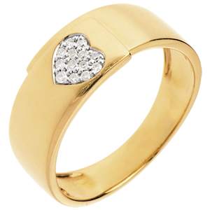 Infinity Diamond yellow gold paved heart ring - 13 diamonds