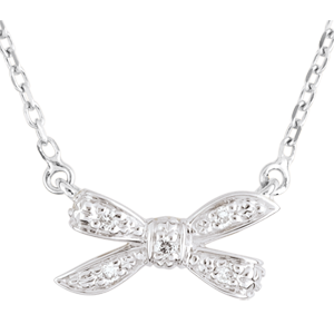 Collier Noeud Ma chérie or blanc 9 carats