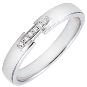 Weddingring uni-precious white gold and diamonds