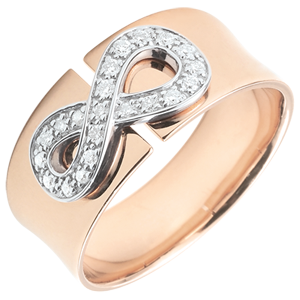 Infinity Ring - rose gold and diamonds - 9 carats