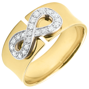 Infinity ring - Yellow gold and diamonds - 18 carats