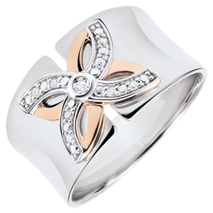 Ring Freshness - Lilies of summer - white gold, rose gold - 9 carats