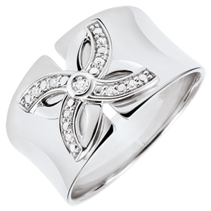 Ring Freshness - Lilies of summer - white gold and diamonds