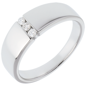 Bague Infini - Trilogie étreinte - or blanc 18 carats - 3 diamants