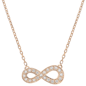 Infinity necklace - rose gold and diamonds - 9 carats