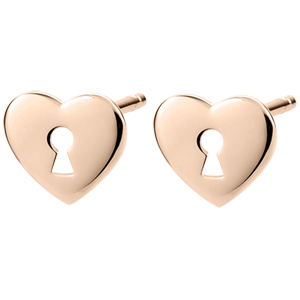 Boucles d'oreilles Précieux Secret - Coeur - or rose 9 carats
