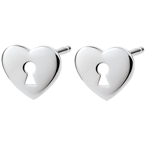 Earrings Precious Secret - Heart - White Gold