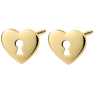 Earrings Precious Secret - Heart - Yellow Gold