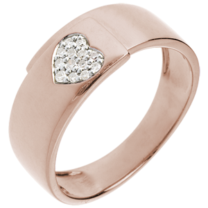 Anello Cuore - Oro rosa - 18 carati - 13 Diamanti 