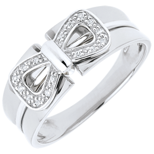 Anello Fiocco Coralie - Oro bianco - 9 carati - 16 Diamanti 