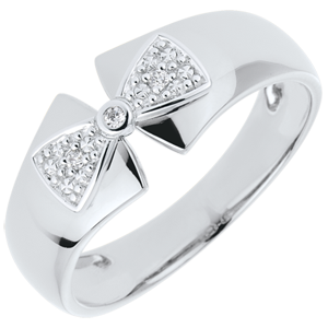 Anello Fiocco Amelie - Oro bianco - 18 carati - 3 Diamanti