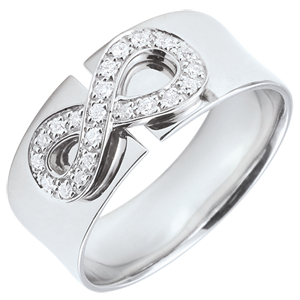 Infinity Ring - 9 karaat witgoud met Diamanten