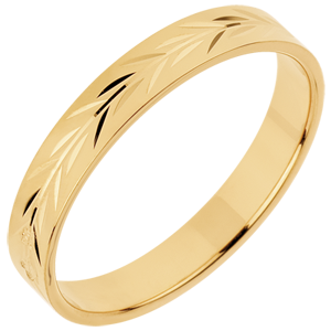 Freshness wedding ring - Palm engraved - yellow gold - 18 carat