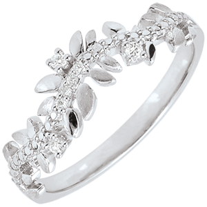 Bague Jardin Enchanté - Feuillage Royal - diamant et or blanc 18 carats