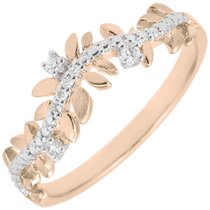 Enchanted Garden Ring - Royal Foliage - Diamond and Pink gold - 9 carat