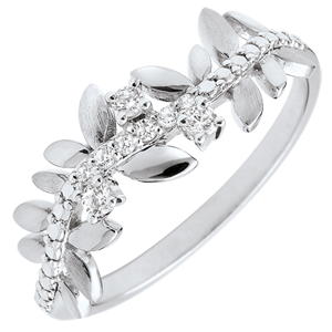 Ring Enchanted Garden - Foliage Royal - large model - white gold and diamonds - 9 carats