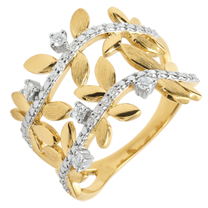 Ring Enchanted Garden - Foliage Royal - double - yellow gold and diamonds - 9 carats