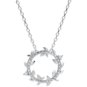 Collier rond Jardin Enchanté - Feuillage Royal - or blanc 18 carats et diamants