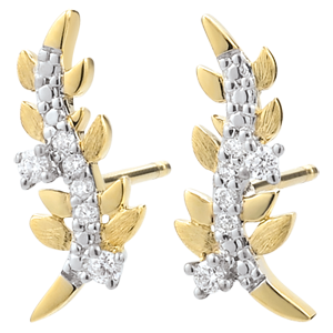 Boucles d'oreilles Jardin Enchanté - Feuillage Royal - or jaune 18 carats et diamants