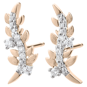 Earrings Enchanted Garden - Foliage Royal - Pink gold and diamonds - 9 carat