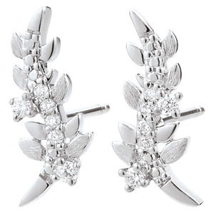Earrings Enchanted Garden - Foliage Royal - White gold and diamonds - 9 carat