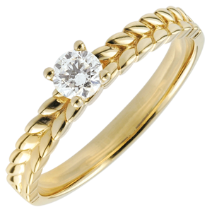 Bague Jardin Enchanté - Solitaire Tresse - or jaune 9 carats - 0.2 carat