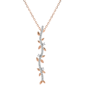 Collier tige Jardin Enchanté - Feuillage Royal - or rose 18 carats et diamants