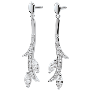 Earrings Mysterious Woods - white gold and diamonds boats - 9 carats