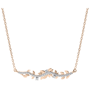 Necklace Enchanted Garden - Foliage Royal - Pink gold and diamonds - 9 carat