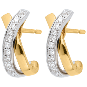 Jewelled White and Yellow Gold Earrings - 22 Diamonds