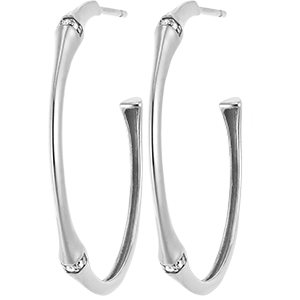 Pendientes en forma de aro Jungla Sagrada, grandes, diseño multi diamante - oro blanco de 9 quilates