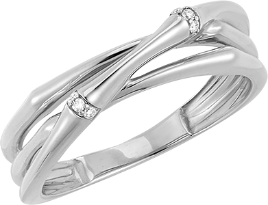 Jungle Sacrée Ring 2 rows intertwined multi diamond- 9-carat white gold