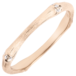 Jungle Sacrée Ring - Multi diamond 2 mm - brushed pink gold 9 carats